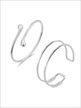 Adjustable Metal Upper Arm Cuff Bracelet Set Minimalist Boho Stackable Arm